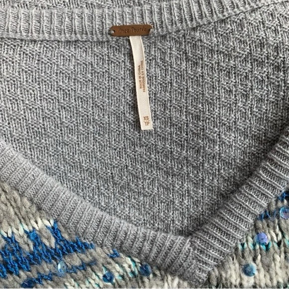 FREE PEOPLE Voluminous Wool/Linen Fair Isle Dolman Sequin Sweater size XS - Picture 7 of 12